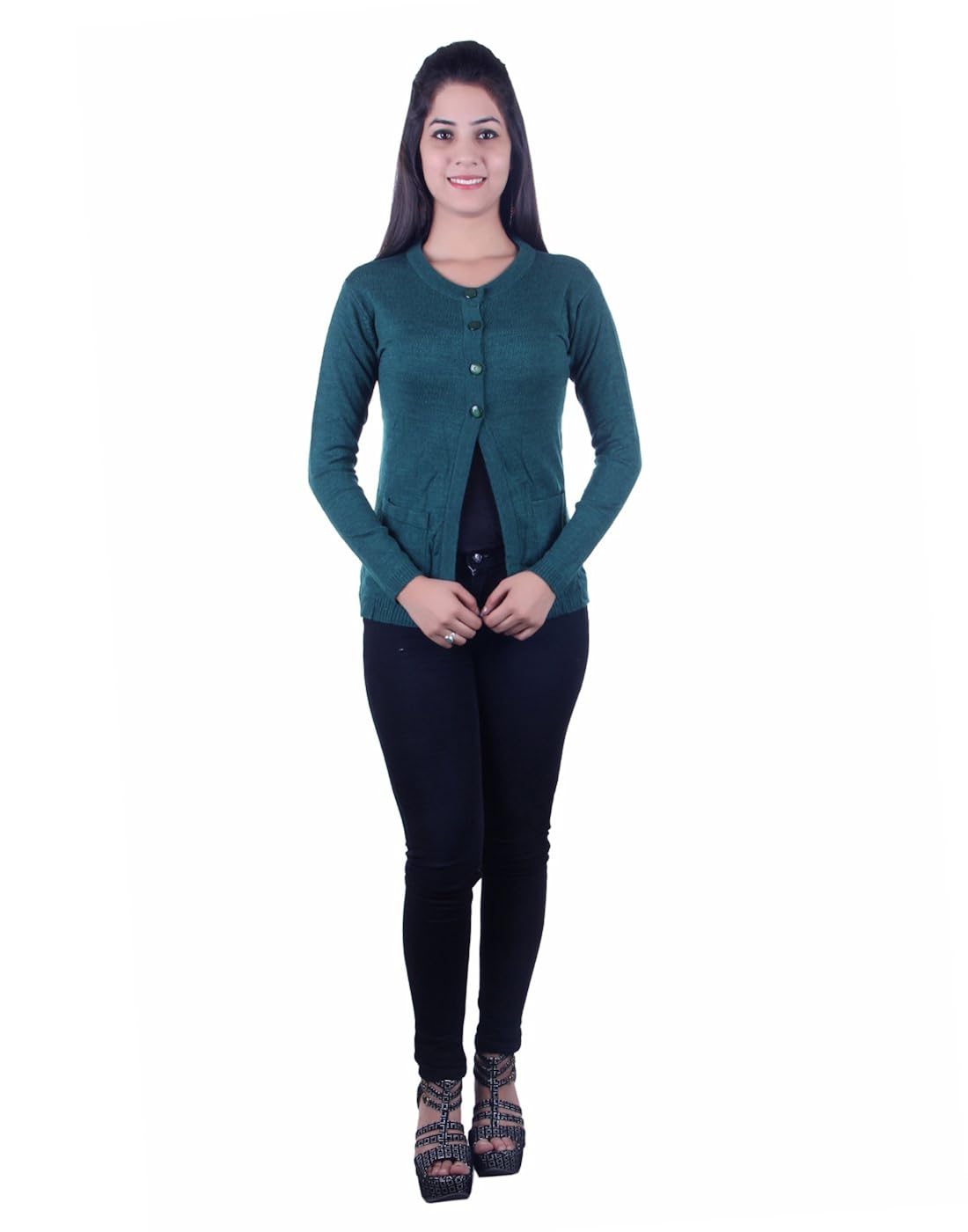 ogarti women's wool cardigan (green_ free size)