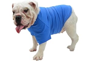 Lovelonglong Bulldog Clothes Dog Clothing Blank T-Shirt Tee Shirts for French Bulldog English Bulldog American Pit Bull Pugs 100% Cotton Skin Care Blue B-XL
