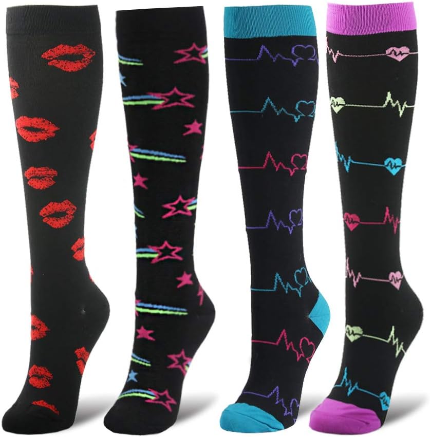 Compression Socks Women & Men - 1/4/6 Pairs Graduated Stockings Best for Running, Medical, Athletic, Pregnancy, Travel