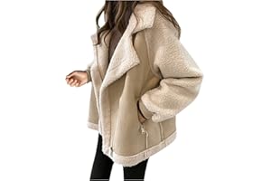 OSMUAL Womens Winter Coats Womens Coat Flannel Jackets For Women Casual Comfortable Short Lambswool Biker Jacket
