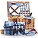 VonShef Deluxe 2 Person Traditional Wicker Picnic Basket Hamper with Cutlery, Plates, Glasses, Tableware & Fleece Blanket