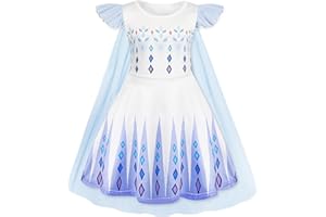 AmzBarley Princess Costume Kids Halloween Dress Up for Girls Toddler Outfit Birthday Party Clothes with Cape 1-10 Years