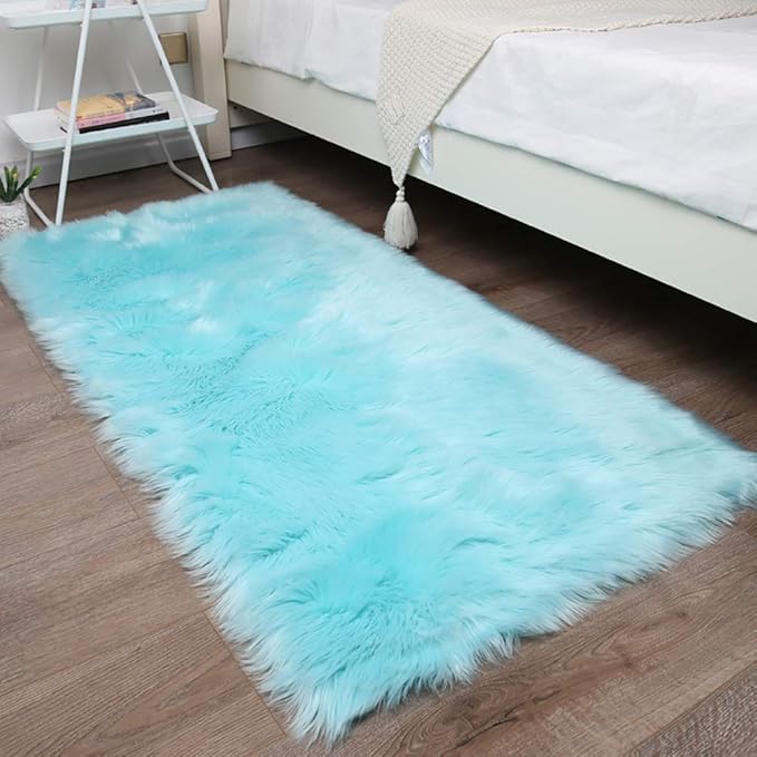 AMENZ Faux Long Wool Fleece Rug Fleece Fluffy Area Softest
