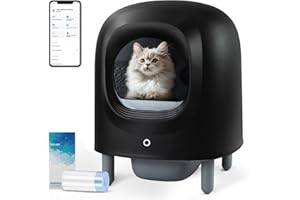 Sousia Self-Cleaning Cat Litter Box - 56L Extra Large Robot Automatic Cat Litter Box for Multi Cats with Safety Protection/Anti-Pinch/APP Control Black