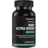 HappieVita Liposomal NAD+ with Resveratrol - NMNH Supplement Alternative - High Purity NAD Supplement for Anti-Aging, Energy, Focus - 60 Capsules
