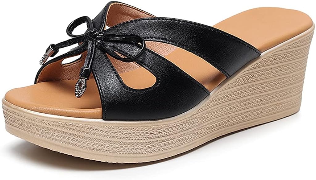 Women's Eloise Leather Slides | Comfortable wedge shoes, Leather slides, Leather espadrilles