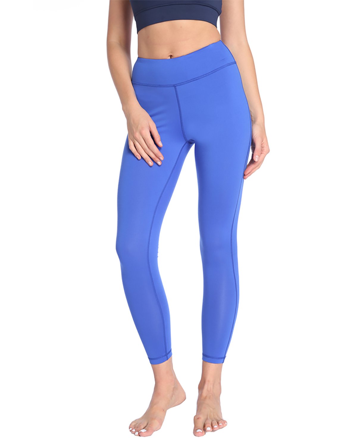 X-HERR Womens Compression Workout Yoga Leggings Power Flex Exercise Fitness Yoga Pant with High Waist Pockets (Blue,L)