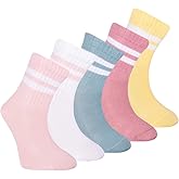 Petit Minou Noodle Kids Seamless-Toe Turkish Cotton Crew Socks (5-Pack)