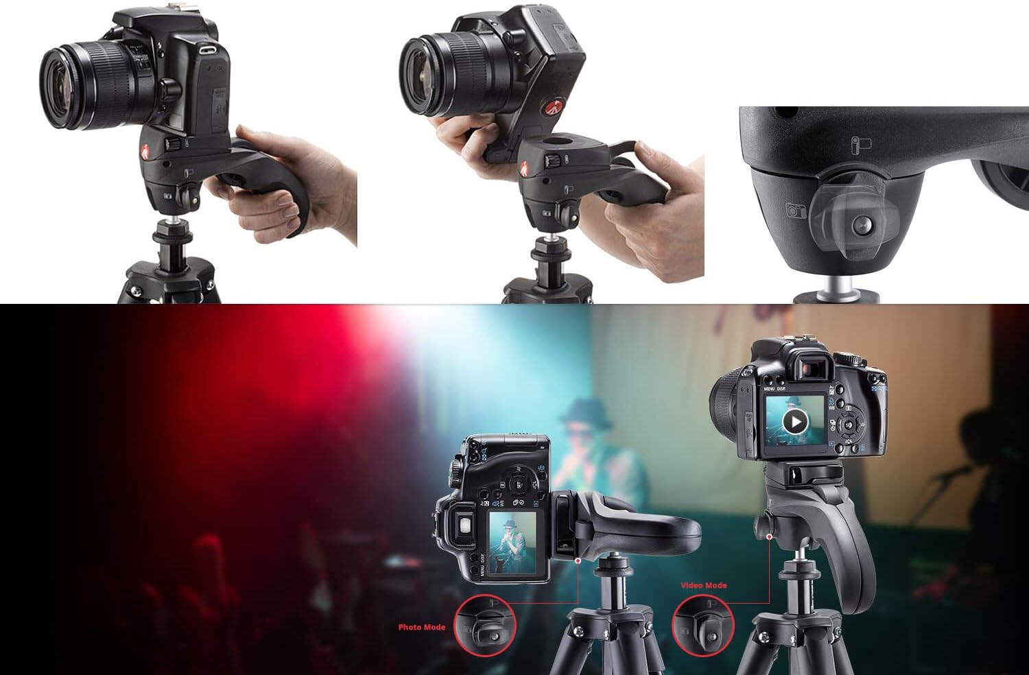 Manfrotto Compact Action Aluminum 5-Section Tripod Kit with Hybrid Head, Black (MKCOMPACTACN-BK) : Camera & Photo