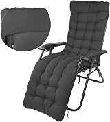 wawofun Sun Lounger Cushions 170x53 cm Black with Top Cover view 1