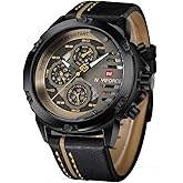NAVIFORCE Sport Military Watches for Men Waterproof Watch Analog Quartz Leather Band Date Calendar Clock Wristwatch