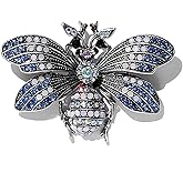 Rhinestone Brown Bee Brooch Pin for Women Girls Vintage Blue Insect Wing Animal Lapel Pins Cute Dress Accessories Birthday Christmas Wedding Jewelry Gift (Bee, Blue)