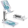Green Marble Foldable Cell Phone Stand - Adjustable Angle Desk Accessory for iPhone, Samsung, Other Smart Phones