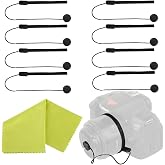 Camera Lens Cap Keeper Lens Cap Holder Prevent Lens Cap Lost for DSLR SLR Camera Canon/Nikon/Sony/Panasonic/Fujifilm Camera with Microfiber Cleaning Cloth (8 Pack)