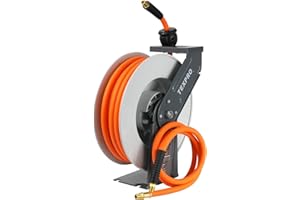 Txecpro Retractable Air Hose Reel, 3/8 IN x 50FT Hybrid Air Hose Max 300 PSI, Air Compressor Hose Reel with 5 ft Lead in, Ceiling/Wall Mounted Air Hose Reel,Heavy Duty Air Tool