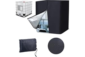 UMETASS IBC Tote Cover with Zipper, 275 Gallon Sunshade Waterproof Protective Cover, Heavy Duty Nano Materials Dustproof Fade Resistant Tote Covers For 1000L 275 Gallon Water Tank