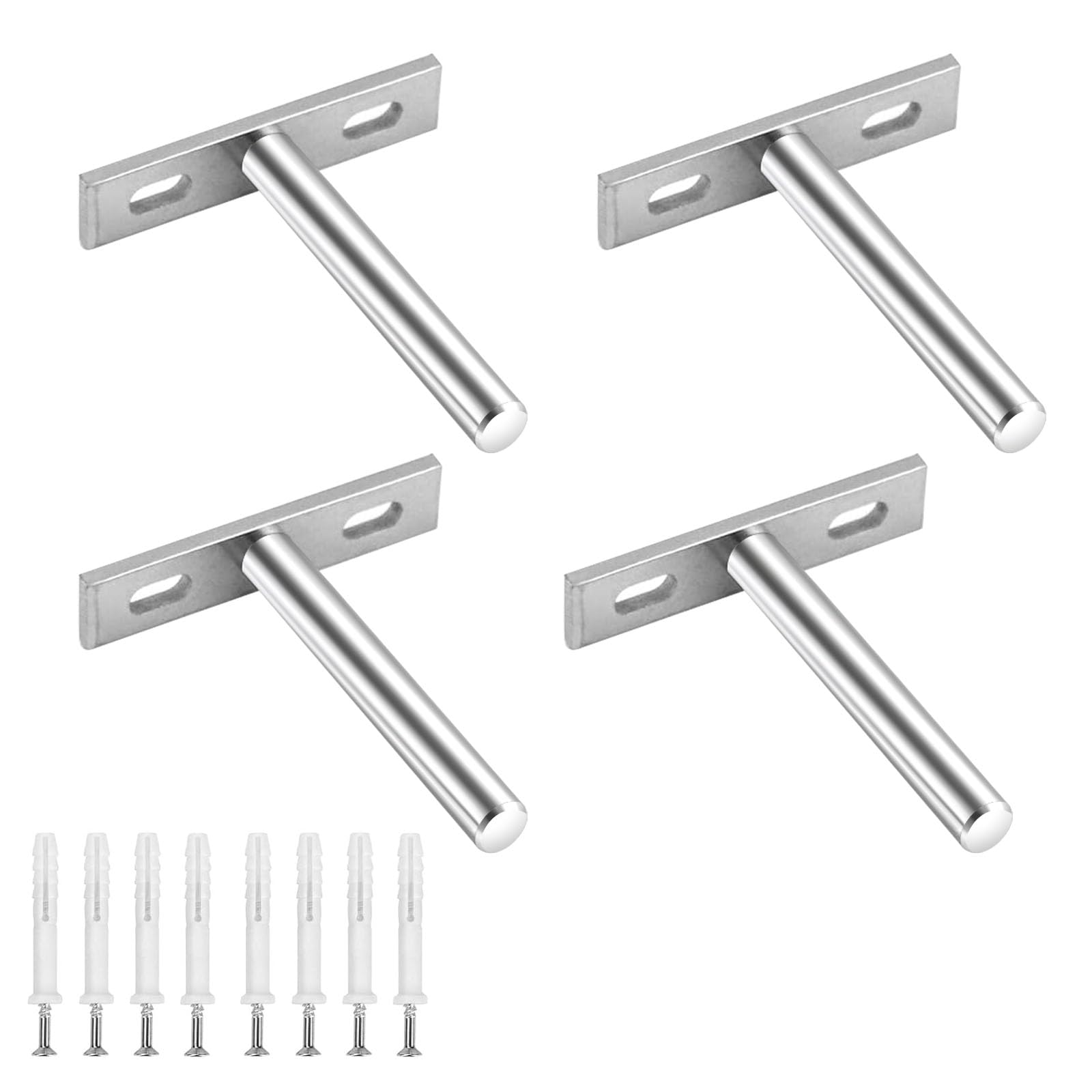 Floating Shelf Bracket Heavy Duty Hidden Shelf Supports Brackets 4PCS Invisible Steel Wall Brackets with Mounting Screws for Concealed Wood Shelves Wall Mounted Decoration, 3 inch