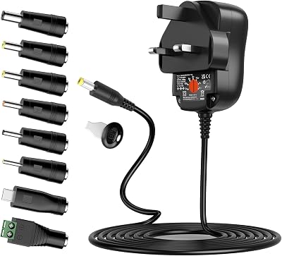 Outtag 24W Universal DC Power Adapter 3-12V 2A with 8 DC Plugs