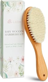 Lictin Baby Hair Brush Natural Goat Hair Beech Wood newborn cradle cap view 1