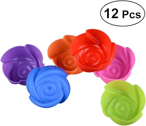 Amazon Bestonzon マフィンカップ シリコン クッキングカップ 薔薇の形 ベーキングカップ シリコンモールド ラウンド 金型 カップケーキ プリン ゼリー ケーキ型 再利用可能 耐熱 耐油 ランダムカラー 12個 マフィン カップケーキ型 オンライン通販