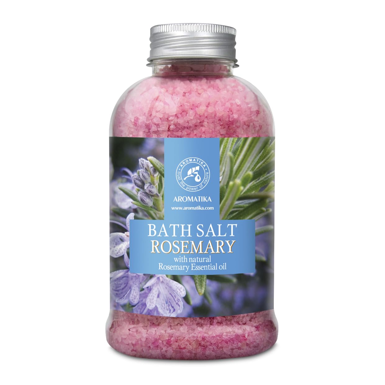 AROMATIKA Rosemary Bath Salts with Natural Essential Oil – 600 g Aromatherapy Bath Soak for Good Sleep, Relaxation & Stress Relief, Natural Bath Salts for Body Care, Beauty & Home Spa, Gift Idea