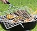 fourHeart Portable BBQ Grilling Basket, Stainless Steel Barbeque Grill Basket with Long Handle for Fish, Vegetable, Steak,Family Outdoor BBQ Accessories Tool