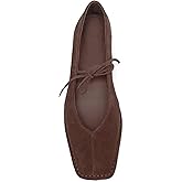 XBKXMK Lace Up Ballet Flats for Women Bow Square Toe Mary Jane Flats Cute Slip On Leather Ballerina Flat Shoes