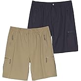 Real Essentials 2 & 3 Pack: Men’s Hiking Cargo Shorts – Quick Dry Outdoor Shorts with 9" Inseam & Zipper Pockets