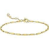 LADYGD Gold Bracelets for Women, 14K Gold Plated Trendy Dainty Link Chain Bracelets for Women Adjustable Handmade Simple Jewelry Gifts