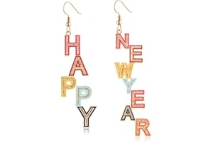 ANGLESJELL Christmas Earrings for Women Xmas JOY Earrings Happy New Year Earrings Sparkly Holiday Drop Dangle Earrings Holiday Festive Party Jewelry Gifts