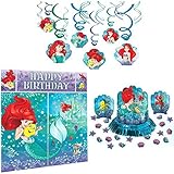 Little Mermaid Party Decorations Bundle - Scene Setter, Hanging Swirls, and Table Decorating Kit