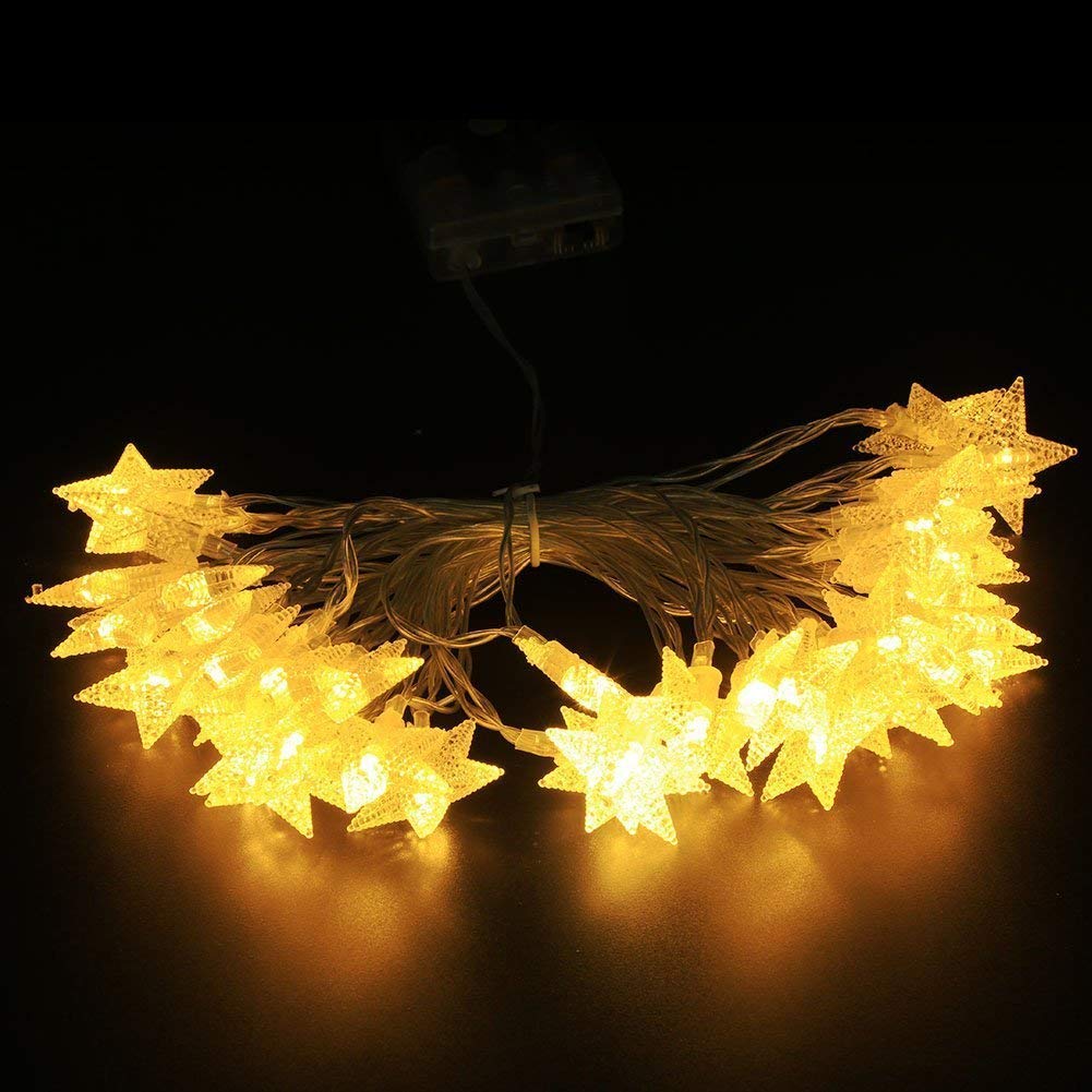 Star String Lights,Battery Powered Twinkle Lights, Decorations with 50 pcs LED Indoor Fairy Lights Warm White, Ideal for Patio Wedding Bedroom Princess Castle Play Tents
