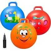 Bouncy Ball with Handle for Kids, 3 Pack 18 Inch Hopper Ball for Kids 3 4-8 | Ride On Toys Balls with Air Pump for Kid Jumping Sports Ride Games Balance Exercise School Activities Indoor Outdoor Fun Toy