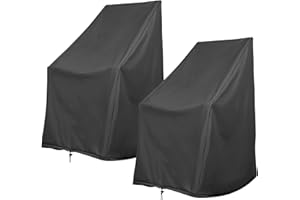 Shine Company Weatherproof Outdoor Rocking Chair Cover Set of 2, 100% Woven Polyester, Elastic Cord with Toggle, Black, 2-Pack