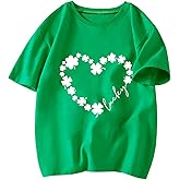 Toddler St Patricks Day Shirt Boys Girls Green Lucky Shamrock Clover Tees Kids Short Sleeve Saint Patrick's Tops 2-7 Years
