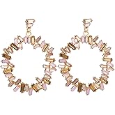 Xerling Statement Crystal Circle Loop Hoop Dangle Drop Stud Earrings for Women Girls