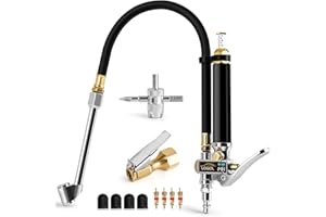 LOGOL Tire Inflator with Pressure Gauge(10-120 PSI).Calibrated to ANSI B40.1 Grade B.w/Rubber Hose Lock on Air Chuck and Quick Connect Coupler.
