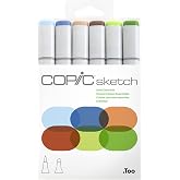 Copic Sketch Alcohol Markers, 6 Color Dual Tip Art Marker Set &ndash; Blendable Brush Tips for Drawing, Sketching, and Illustration &ndash; Professional Set for for Adult/Teen Artists &amp; Creators - Earth Essential