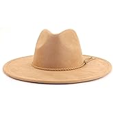 LIDHAY Big Wide Brim Fedora Hats for Women Men Western Suede Hat Large Felt Panama Hat Rancher Hat