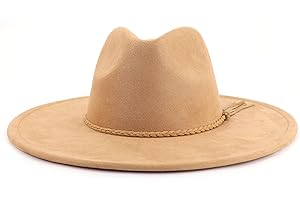 LIDHAY Big Wide Brim Fedora Hats for Women Men Western Suede Hat Large Felt Panama Hat Rancher Hat