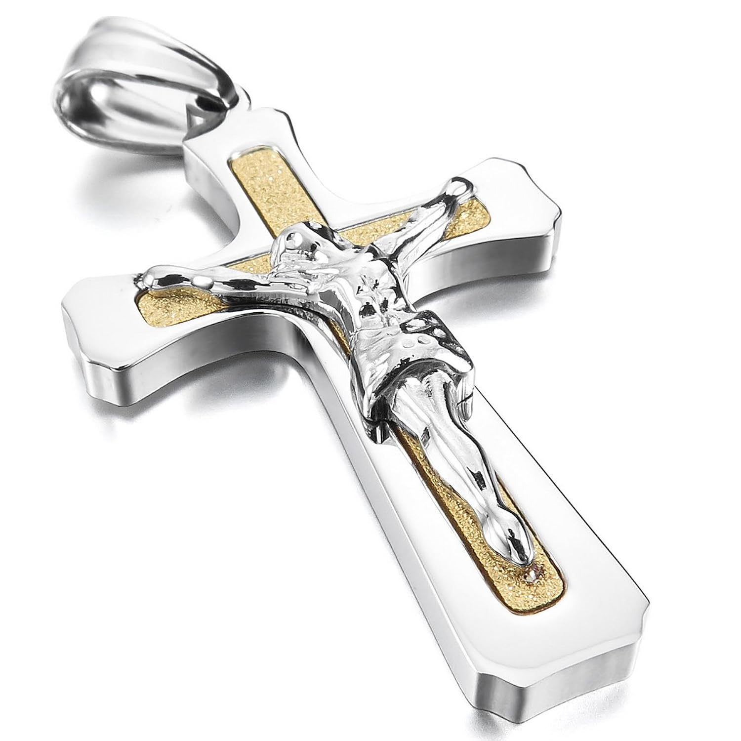 MunkiMix Acero Inoxidable Colgante Collar Jesús Cristo Crucifijo Cruzar Cruz Hombre Mujer