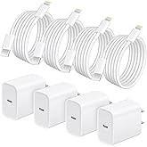 AISNI 4 Pack 6 ft Fast Charger Cord Compatible with iPhone Charger Fast Charging Block 20W PD USB C Charger Fast Charger for iPhone 14/13/12 Pro Max, 14 Plus,XR,XSMAX-White