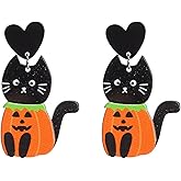 Colorful Halloween Resin Acrylic Dangle Earrings Cute Pumpkin Ghost Cat Bat Eye Spider Earrings for Women Girls Jewelry