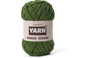 OMOIUT Plush Chenille Chunky Crochet Yarn - Baby Yarn for Crocheting Soft - Velvet Yarns Knitting for Blankets Crafts - Fluffy Amigurumi Yarns 50g / 65.6yd (Pine Green)