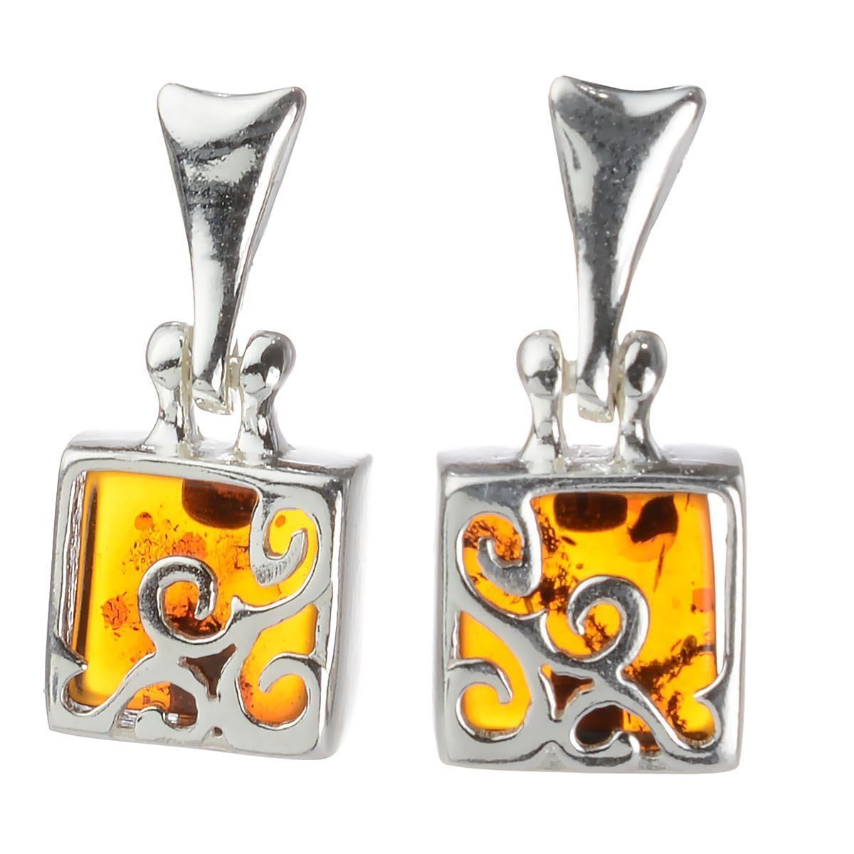 Sterling Silver and Baltic Honey Amber Earrings "Florence"