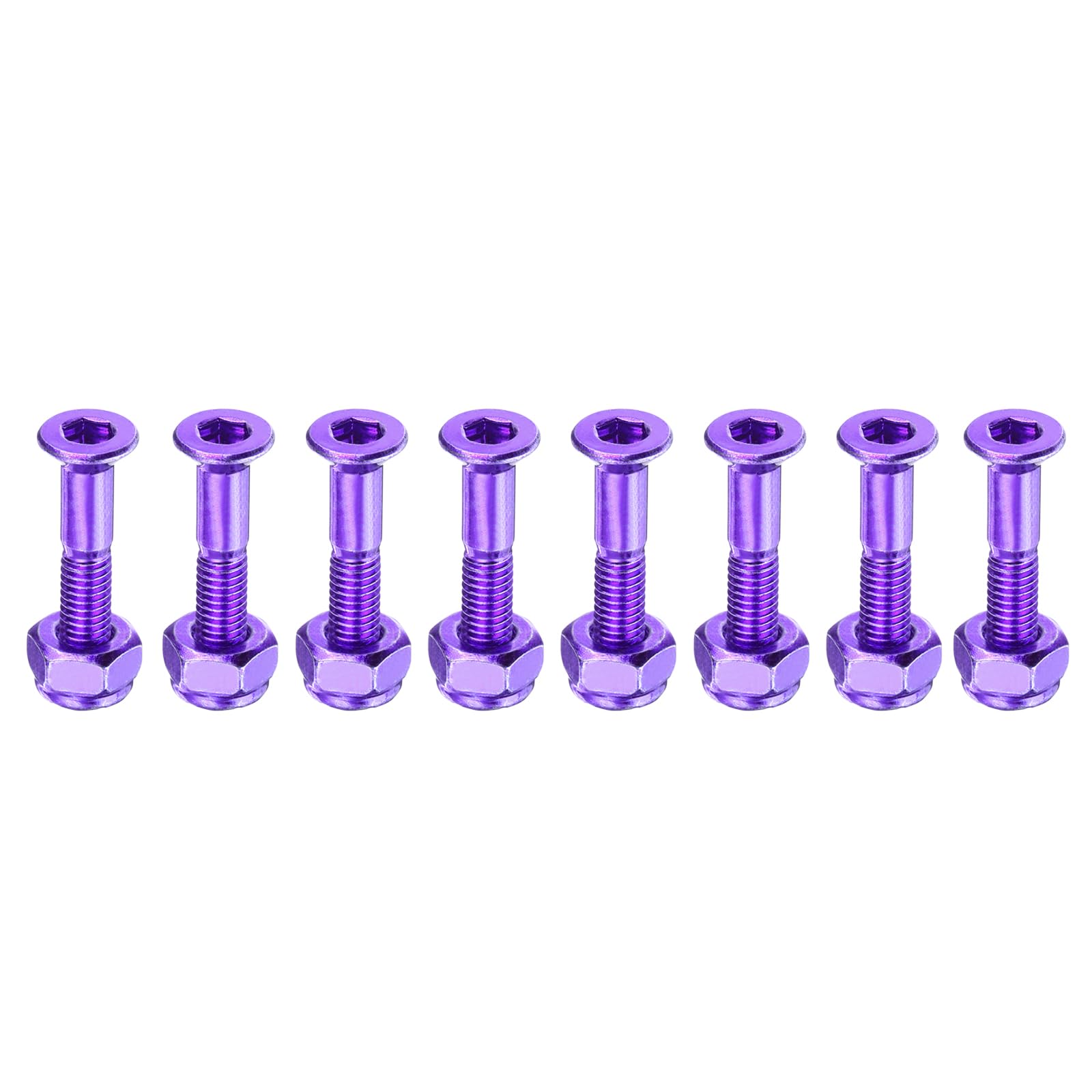 Photo 1 of PATIKIL 1" Skateboard Hardware Bolt, 8 Set Carbon Steel Truck Mounting Screws Bolts Nuts Set for Skateboard Cruiser, Purple