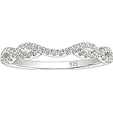 Wuziwen 925 Sterling Silver Twisted Infinity Eternity Ring Wedding Bands for Women Cubic Zirconia