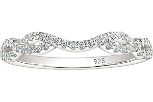 Wuziwen 925 Sterling Silver Twisted Infinity Eternity Ring Wedding Bands for Women Cubic Zirconia