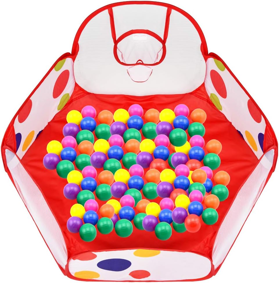 Ball Pit Play Tent for Kids, 6Sided Folding Pop Up Children Basketball