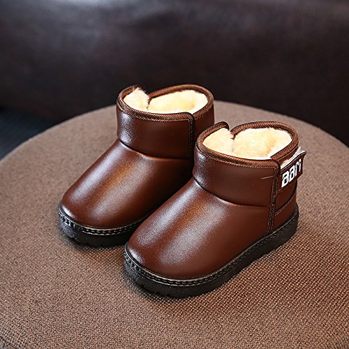 Snow boots shoes children shoes with leather boots children winter boots children warm cashmere,28 code - inner length 17cm,T77 black